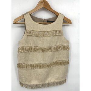 Anthropologie Sunday in Brooklyn Womens Gold Fringe Tiered Tank Top Size Small B
